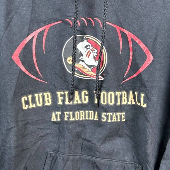 Florida State University Hanes Hooded Sweatshirt Men's S Black Flag Football - Picture 2 of 6